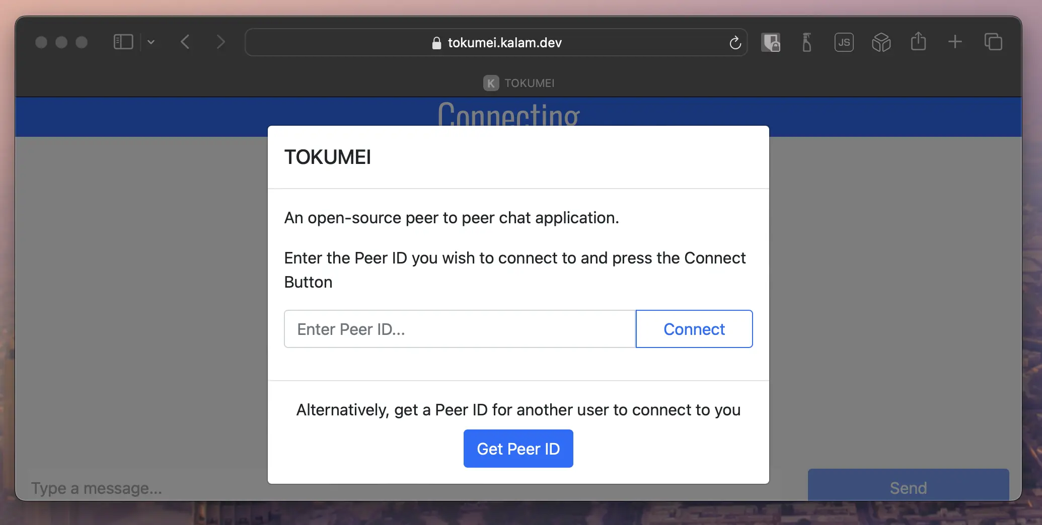 Screen capture of Tokumei